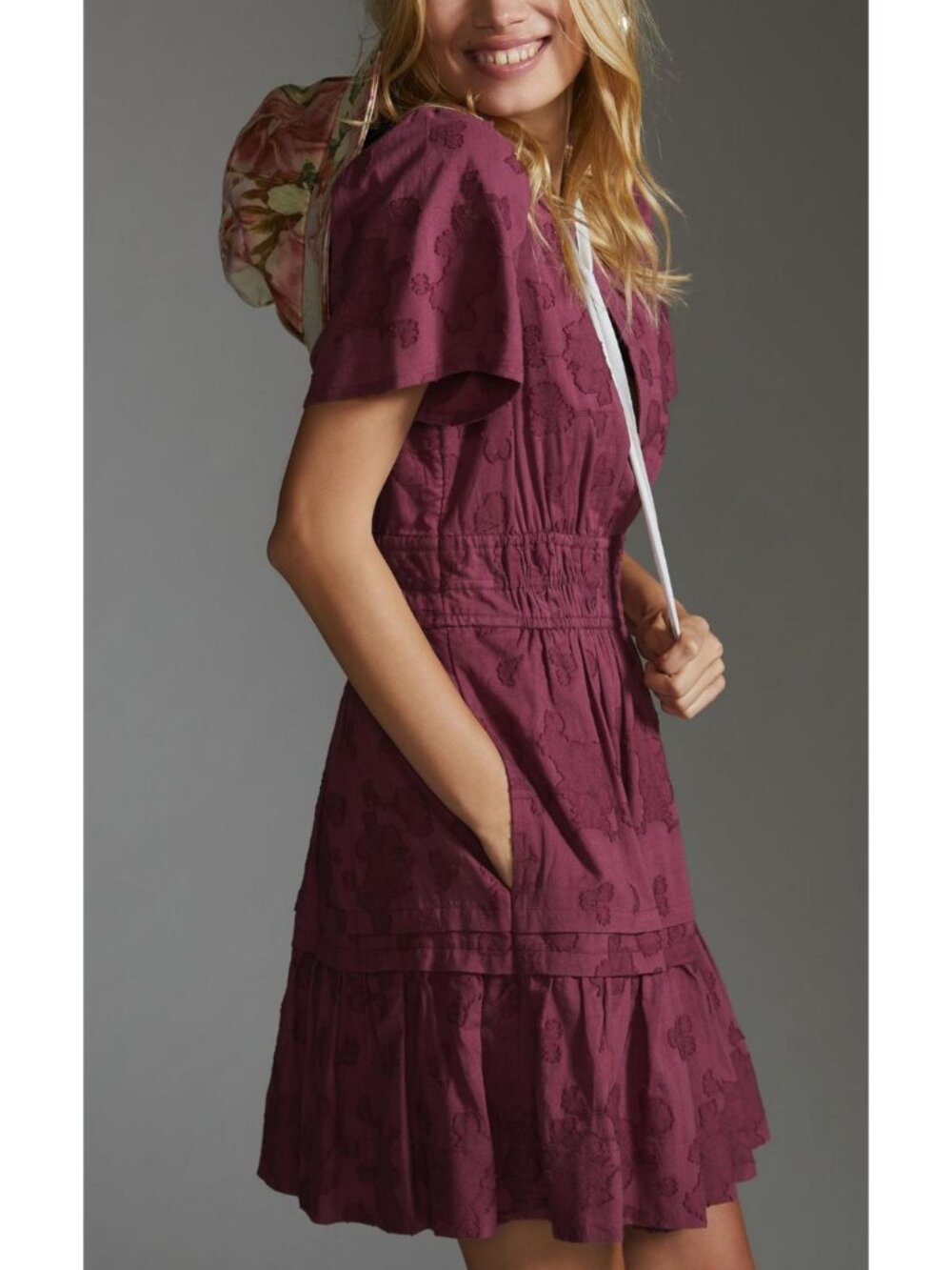 Anthropologie Somerset Mini Dress Purple Cotton Large